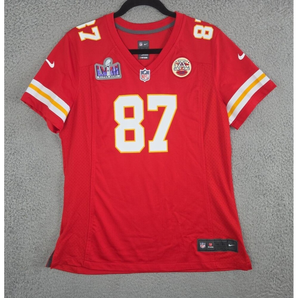 Nike Jersey Super Bowl LVIII Travis Kelce #87 Chiefs Womens Large Red 67NW-KCGH